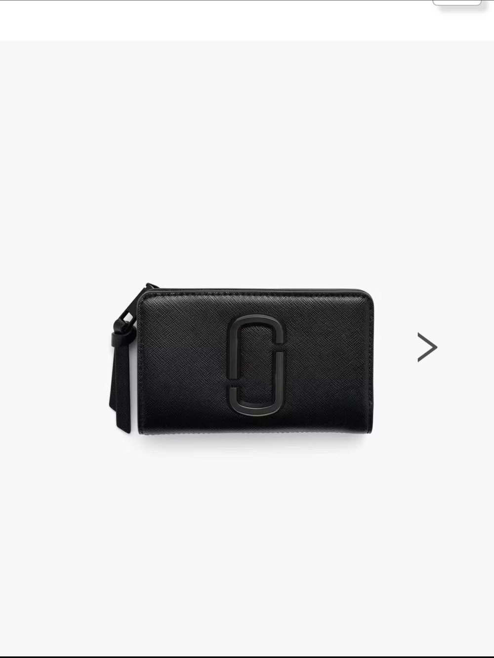 Marc Jacobs Black Saffiano Leather Zip Card Case with Double J Emblem